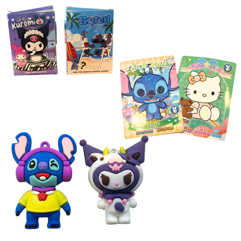 CARTAS LAQUEADAS+ SORPRESA STITCH Y KUROMI 888-03/04