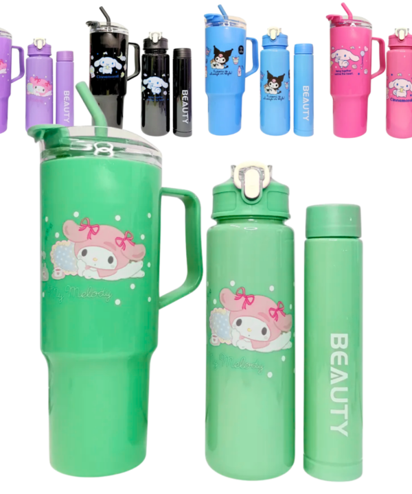 Set Vaso + 2 Botellas Diseño Personajes