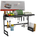 Rack Escurridor Secaplatos Negro Grande Sobre Bacha Waggs SEPL01