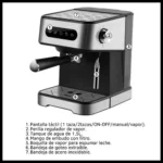 Cafetera Expresso Digital Semi Automática Con Espumador De Leche 1,5 Litros 1350w DINAX CFE1350BL - Imagen 5