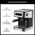 Cafetera Expresso Digital Semi Automática Con Espumador De Leche 1,5 Litros 1350w DINAX CFE1350BL - Imagen 2