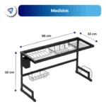 Rack Escurridor Secaplatos Negro Grande Sobre Bacha Waggs SEPL01 - Imagen 2
