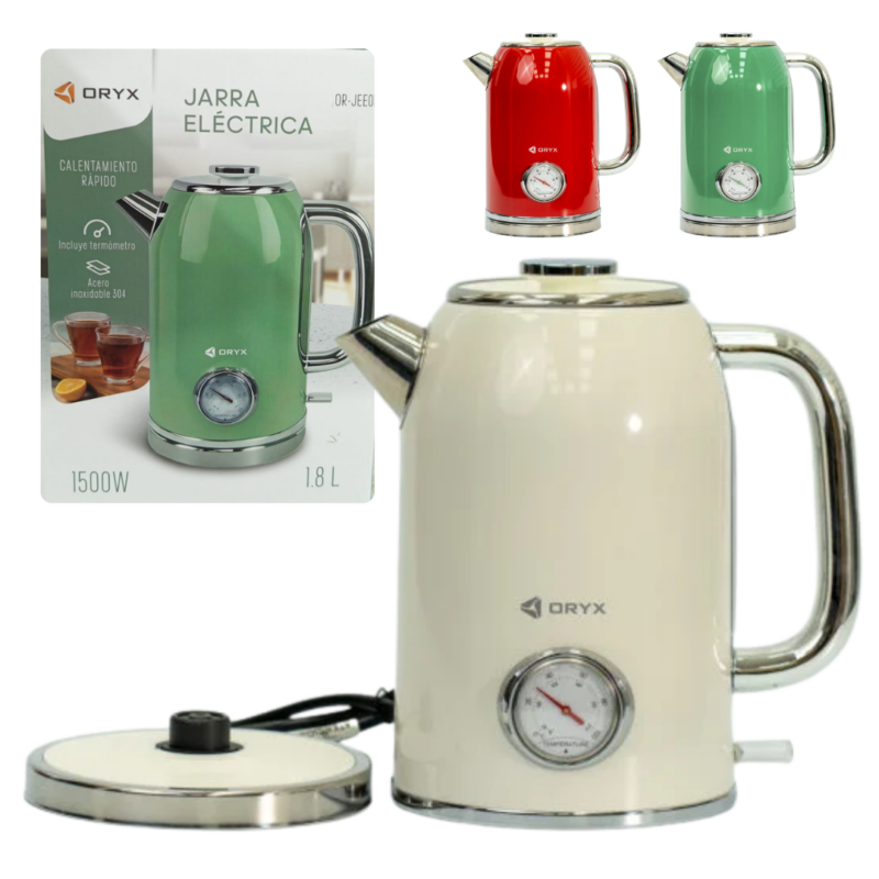 Pava Eléctrica Estilo Retro Varios Colores 1500W 1.8L ORYX JEE03