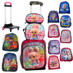 Mochila Infantil Diseños 3D Varios Personajes CON LUCES