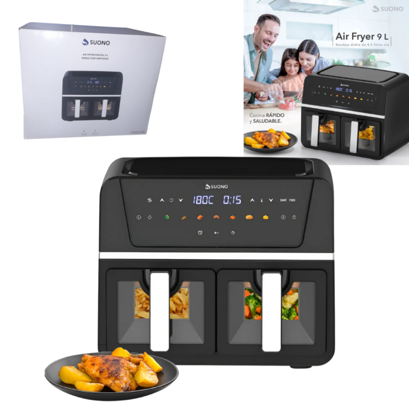 Freidora De Aire Suono Doble Ventana 9 Lts Airfryer 1700W - SUONO