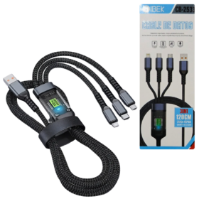 Cable 3 en 1 USB + Tipo C + Iphone Largo 120Cm IBEK CB-2533