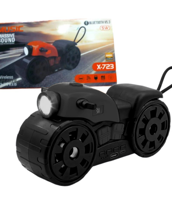 Parlante Bluetooth Portátil X-723 Estilo Moto con Linterna LED