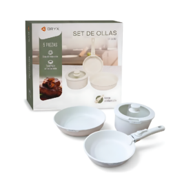 Set De Ollas Oryx Ck200 5 Piezas Batería De Cocina Blanco