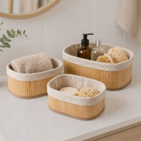 Set Organizadores Bambu x3Pcs Ovalado para Hogar HOG0702