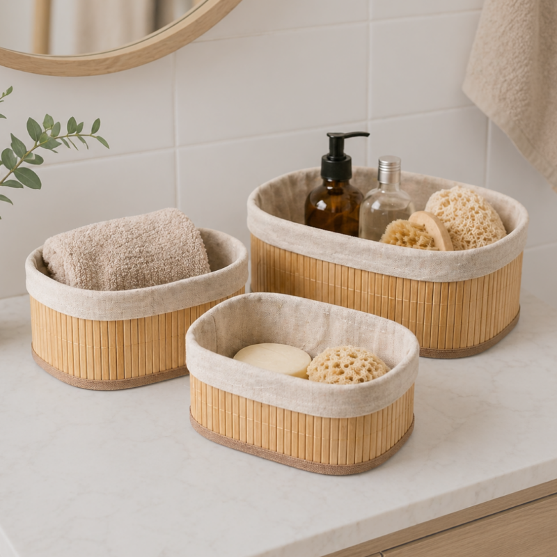Set Organizadores Bambu x3Pcs Ovalado para Hogar HOG0702