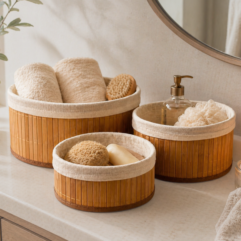 Set Organizadores Bambu x3Pcs Redondo para Hogar HOG0702