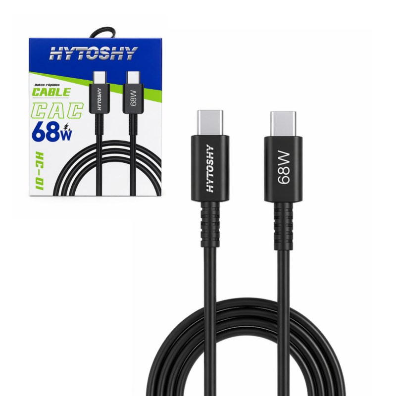 Cable Tipo-C a Tipo-C Soporta Hasta 68W HYTOSHY HC-01