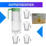 JARRA de VIDRIO con 4 vasos GLASS WARE JK-4193 - Imagen 2