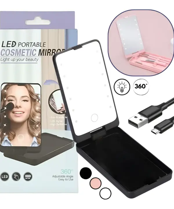 Espejo Con Luz Led Rotacion 360° Para Accesorios COSMETIC MIRROR JS-43