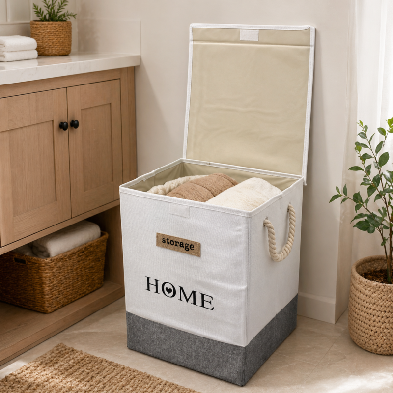 Cesto para Hogar HOME con Tapa y Divisor HOG0689BLA