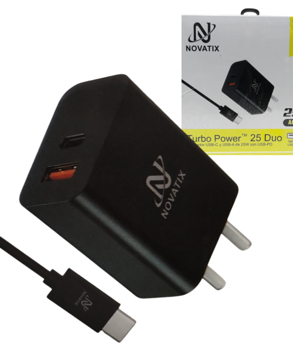 Cargador Super Rapido 25W con Cable Tipo-C a Tipo-C NOVATIX AC2511